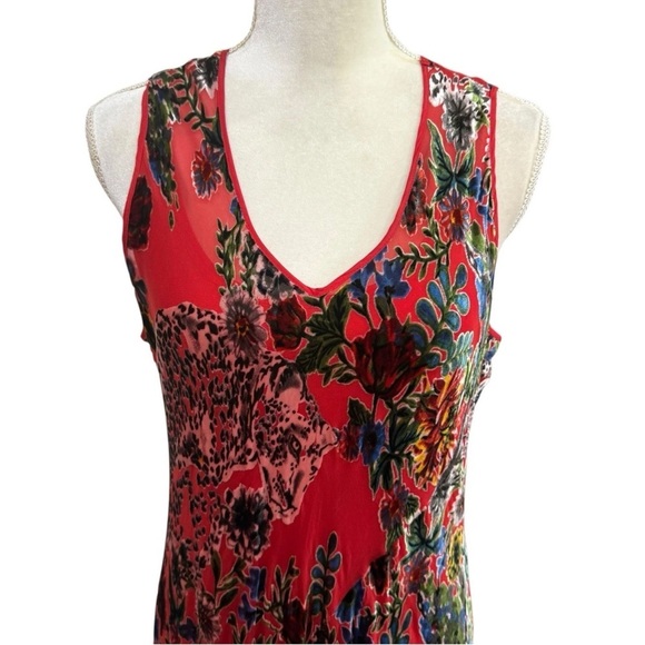 Johnny Was Bias Dress Bobcat Forest Silk Blend Red Floral Maxi Medium $575 NWT - Picture 8 of 11